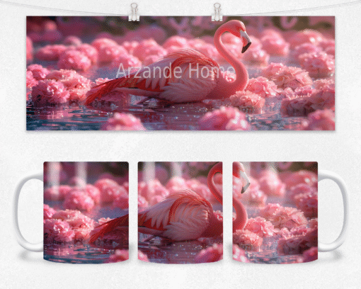 Pembe Flamingo Melodisi Kupası – Porselen Kahve Kupası
