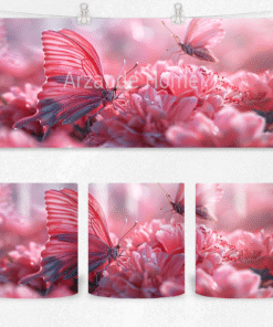 Pembe Kelebek Rüyası Kupası – Porselen Kahve Kupası