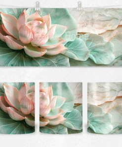 Mermer Nilüfer ve Pastel Lotus Kupası – Porselen Kahve Kupası
