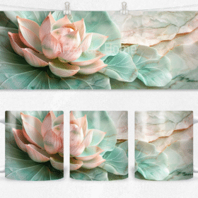 Mermer Nilüfer ve Pastel Lotus Kupası – Porselen Kahve Kupası