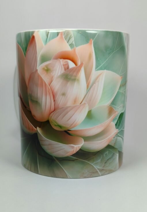 Mermer Nilüfer ve Pastel Lotus Kupası – Porselen Kahve Kupası - Görsel 2