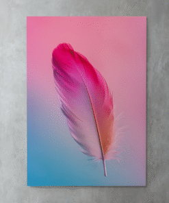 Gökkuşağı Pembe Tüy Metal Tablo – Zarafetin Hafifliği