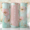 Pastel Mint & Pudra Pembe Zarif Çiçek Desenli 600 ml Kişiye Özel Termos