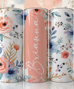 Pastel Tonlarda Çiçek Desenli 600 ml Kişiye Özel Termos