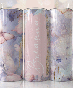 Pastel Mor ve Pembe Tonlarda Kelebek Temalı 600 ml Termos