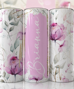 Pembe Mor Çiçek Desenli 600 ml Termos