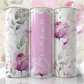 Pembe Mor Çiçek Desenli 600 ml Termos
