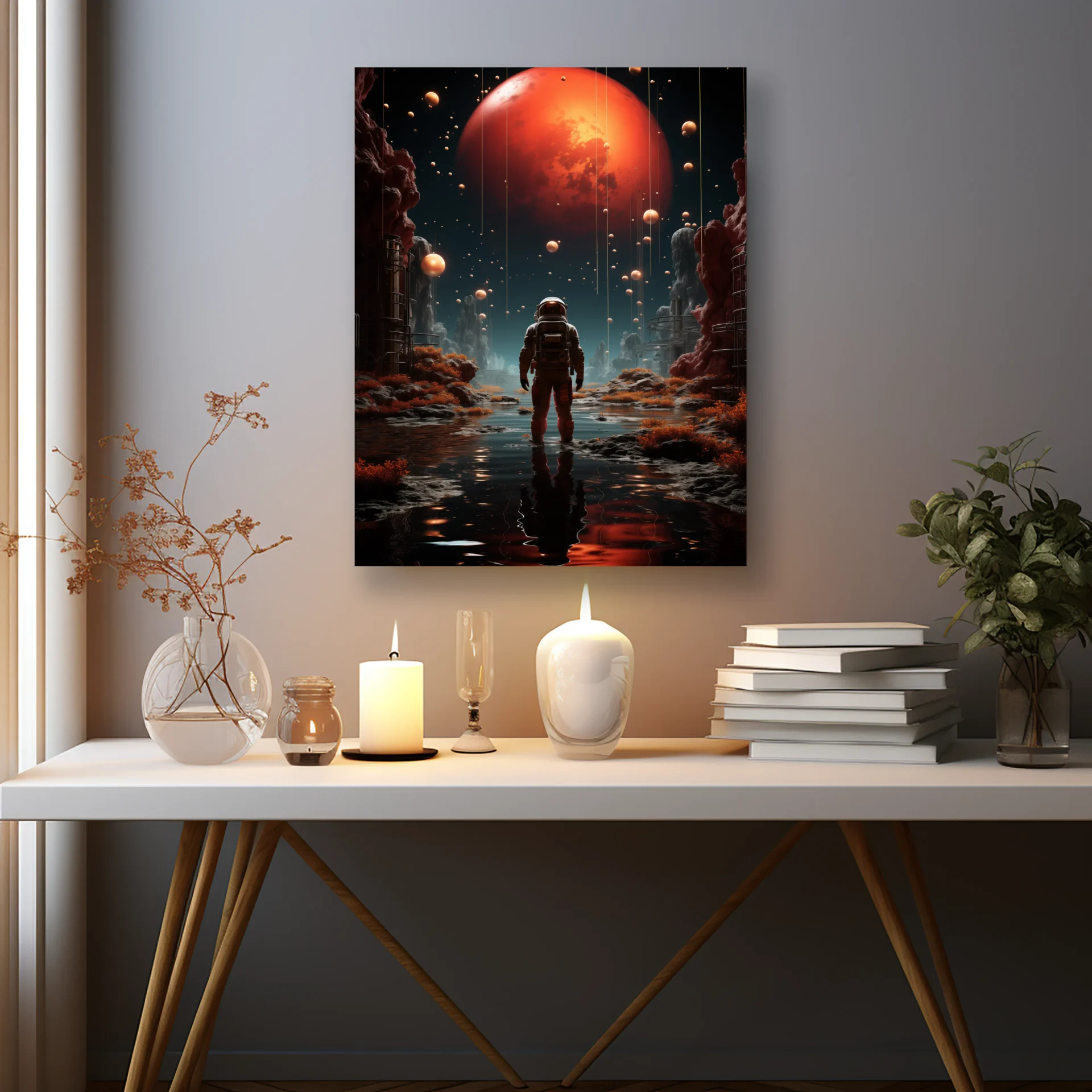 Kırmızı Ufukta Keşif Metal Tablo - Görsel 2