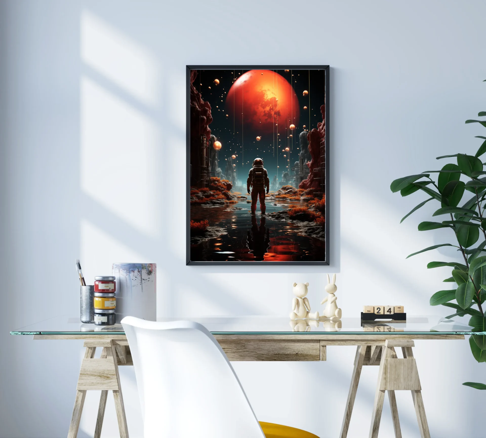 Kırmızı Ufukta Keşif Metal Tablo - Görsel 3