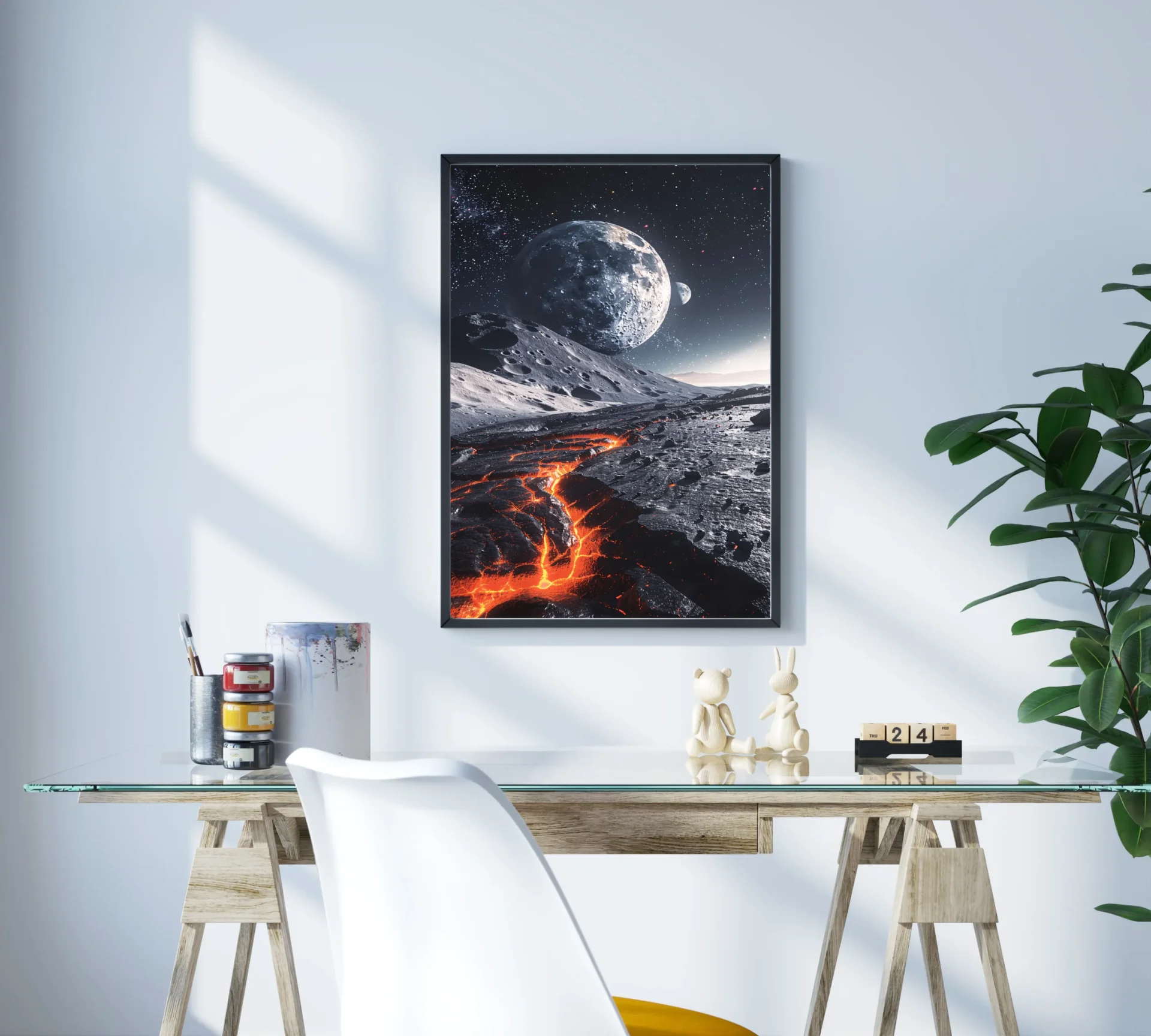 Lav ve Ayın Dansı Metal Tablo - Görsel 3