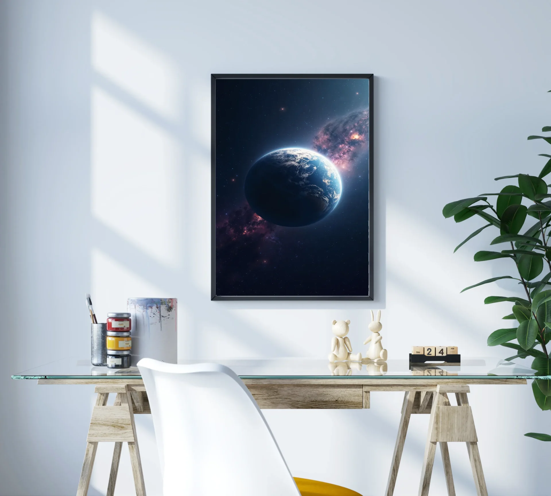 Işıkta Asılı Dünya Metal Tablo - Görsel 3