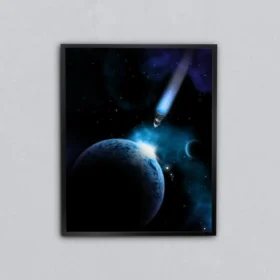 Maviye Vuruş Metal Tablo