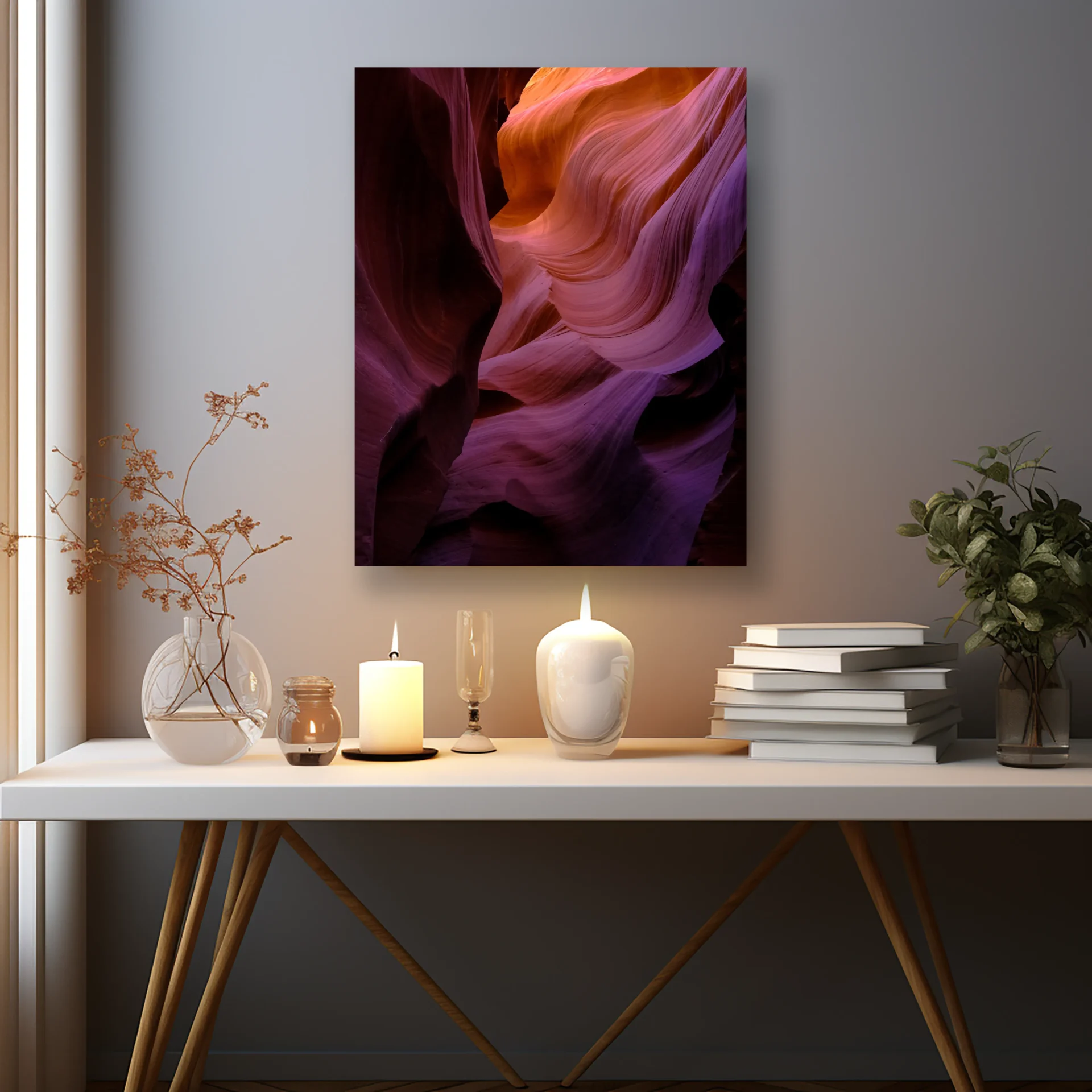 Mor Kayalıklar Metal Duvar Tablosu - Görsel 2