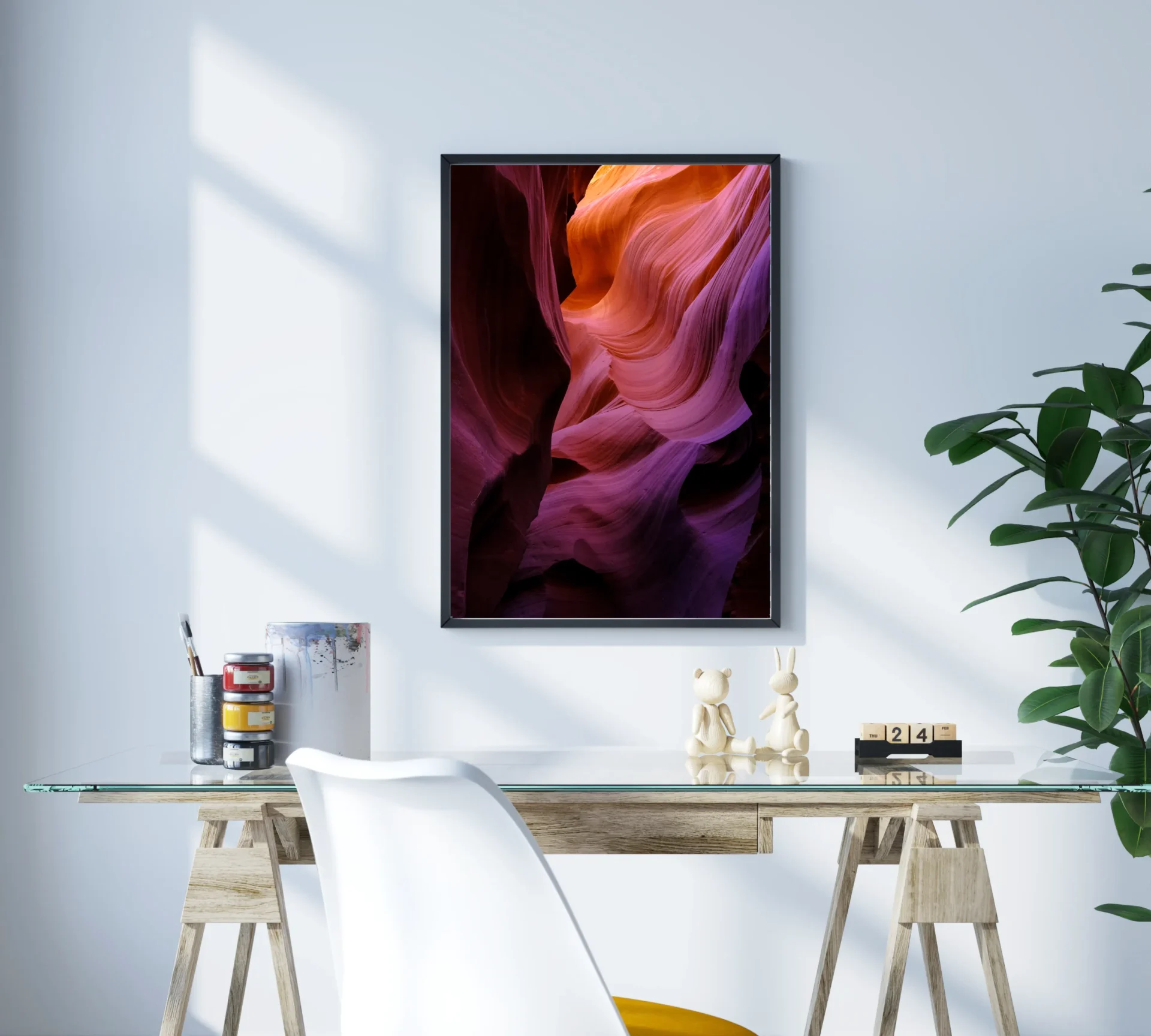 Mor Kayalıklar Metal Duvar Tablosu - Görsel 3