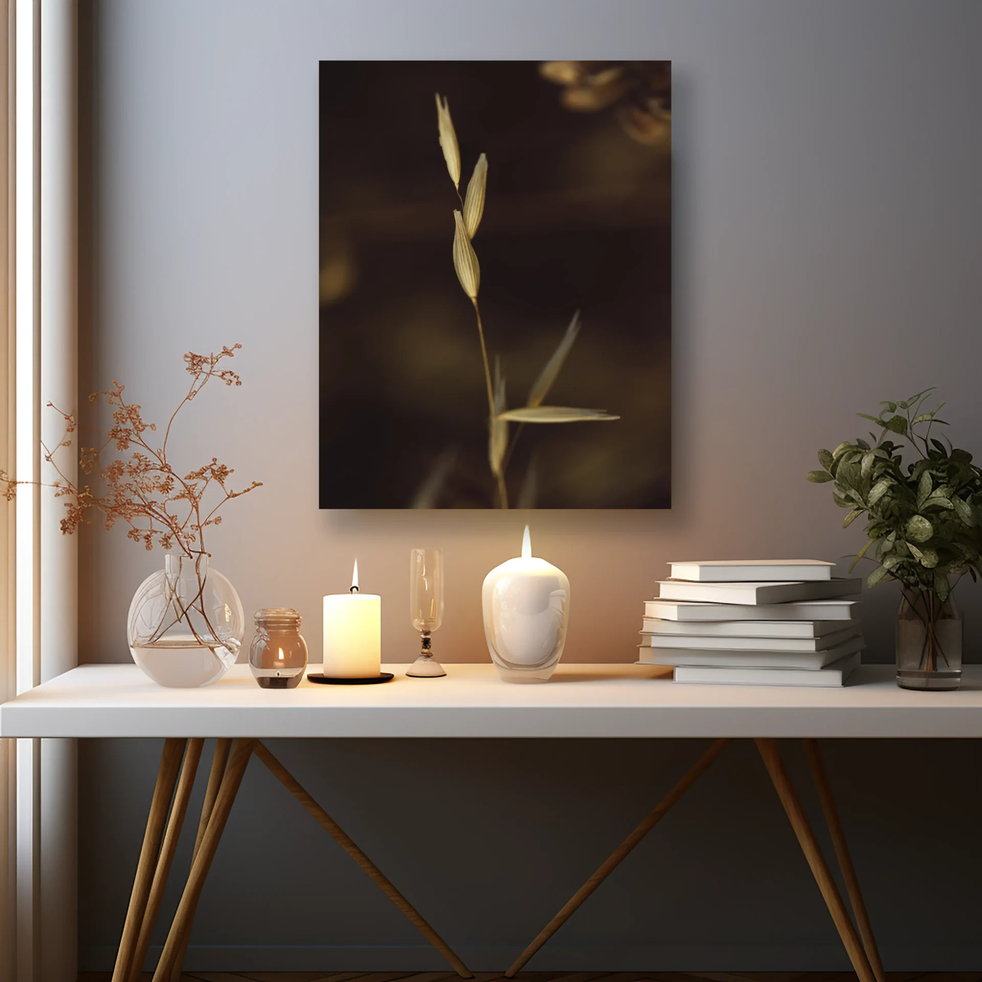 Gece Işığında Buğday Başakları Metal Tablo - Görsel 2