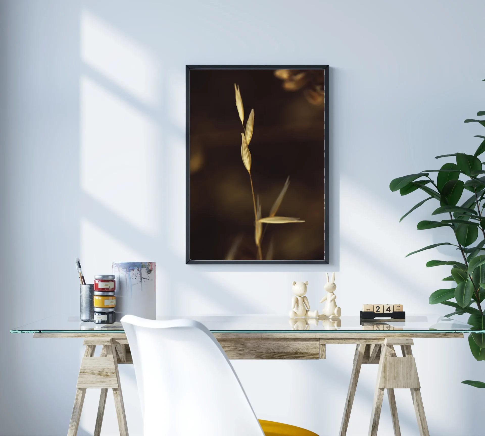 Gece Işığında Buğday Başakları Metal Tablo - Görsel 3