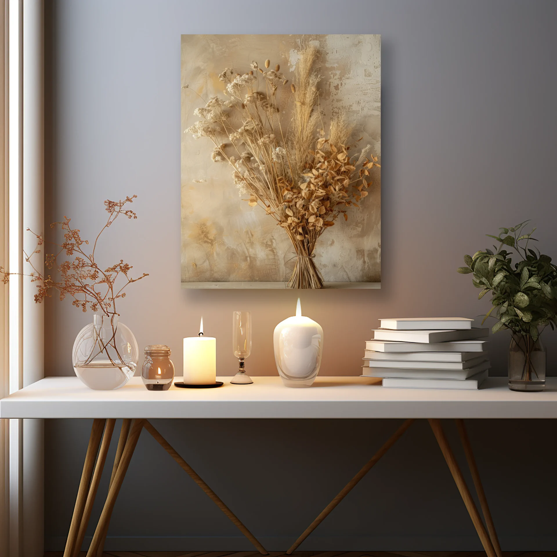 Kurutulmuş Doğa Buketi Metal Tablo - Görsel 2