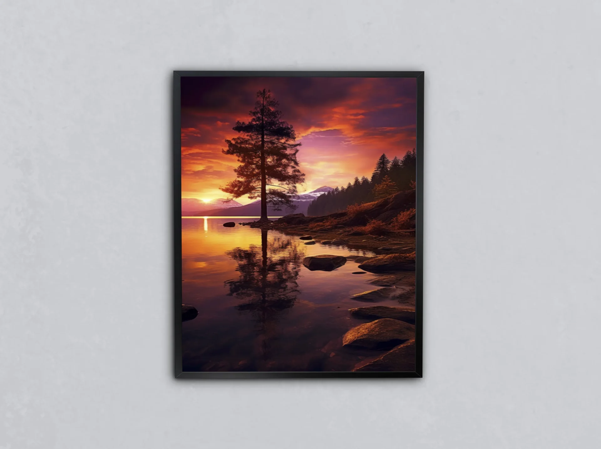 Günbatımı Çamı Metal Tablo