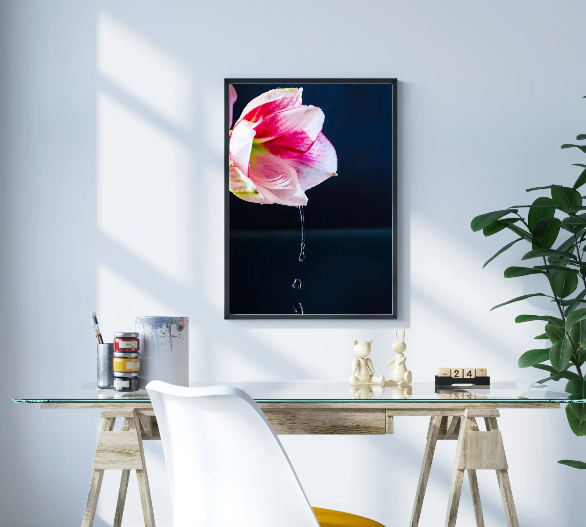 Düşen Çiçek Metal Tablo - Görsel 3