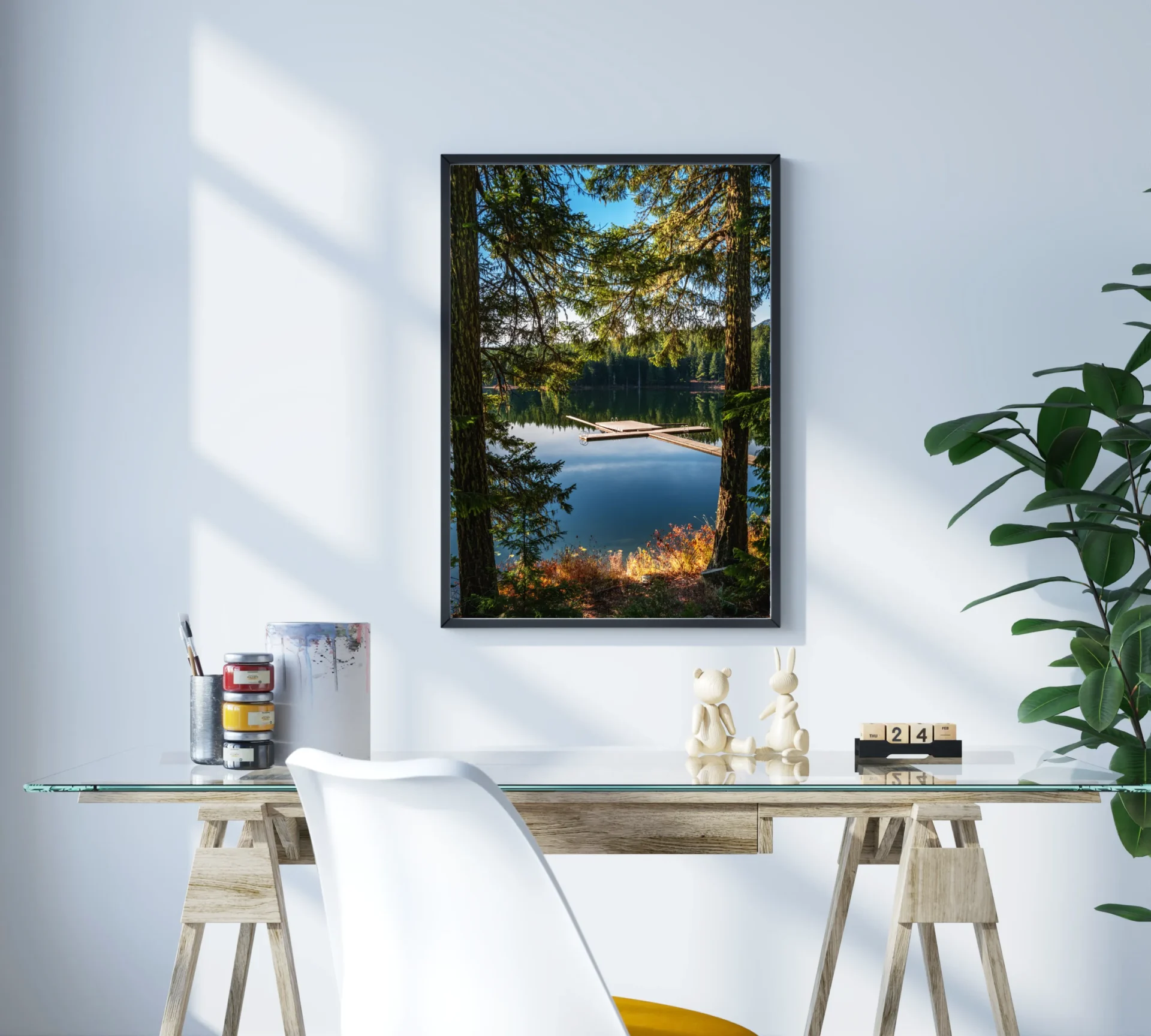 Göl Kenarı Huzuru Metal Tablo - Görsel 3