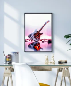 Pembe Tonda Gitar Metal Tablo - Görsel 3