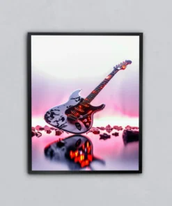 Pembe Tonda Gitar Metal Tablo