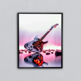 Pembe Tonda Gitar Metal Tablo