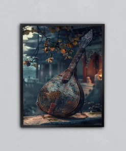 Sokak Arasında Saz Metal Tablo