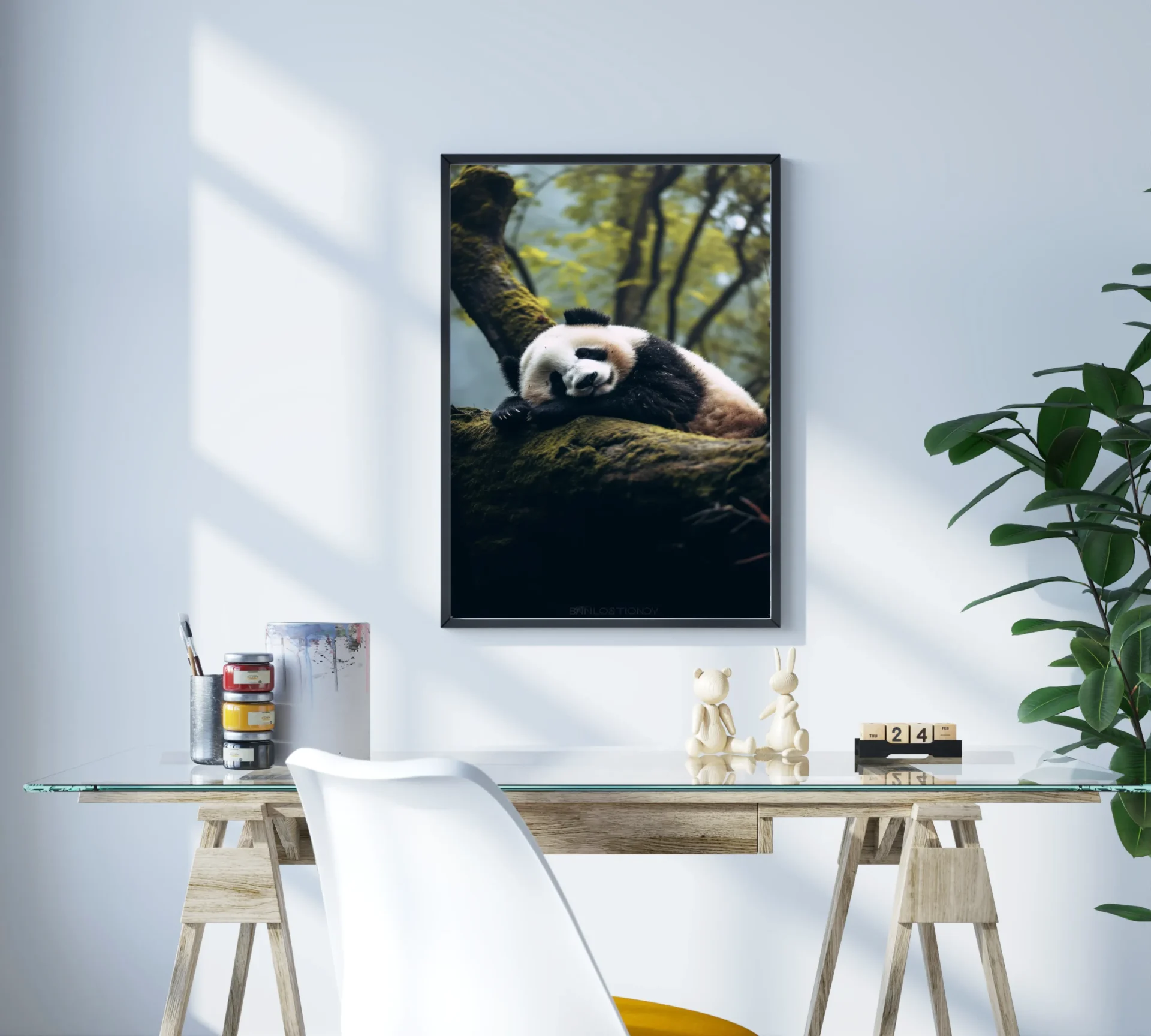 Bambu Gölgesindeki Panda Metal Tablo - Görsel 3