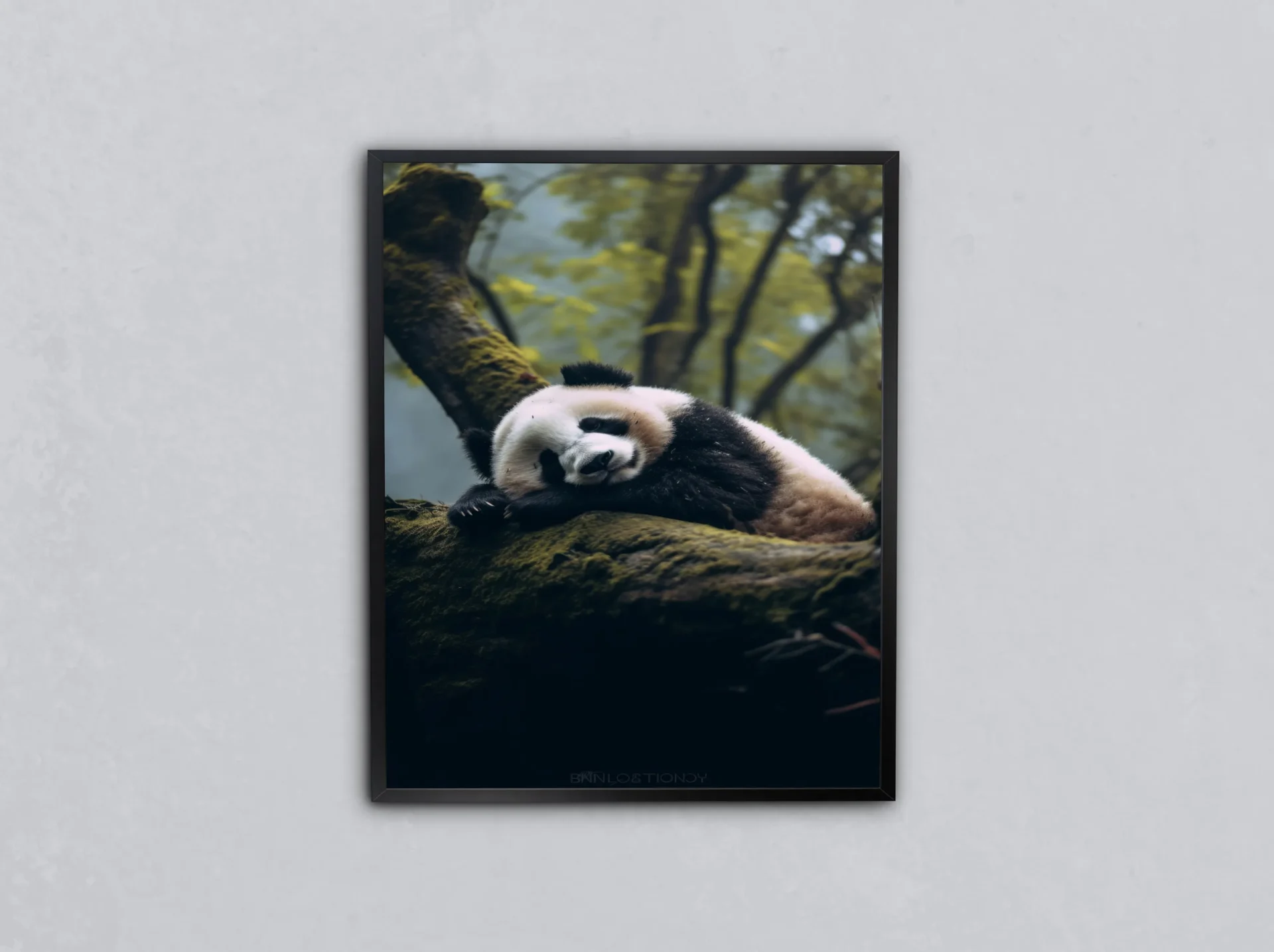 Bambu Gölgesindeki Panda Metal Tablo