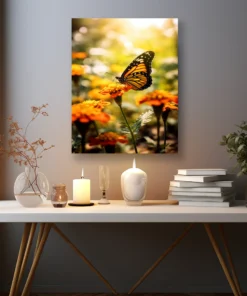 Alternative view of Çiçek Üzerine Konmuş Kelebek Metal Tablo