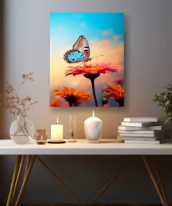 Alternative view of Papatya Bahçesindeki Kelebek Metal Tablo
