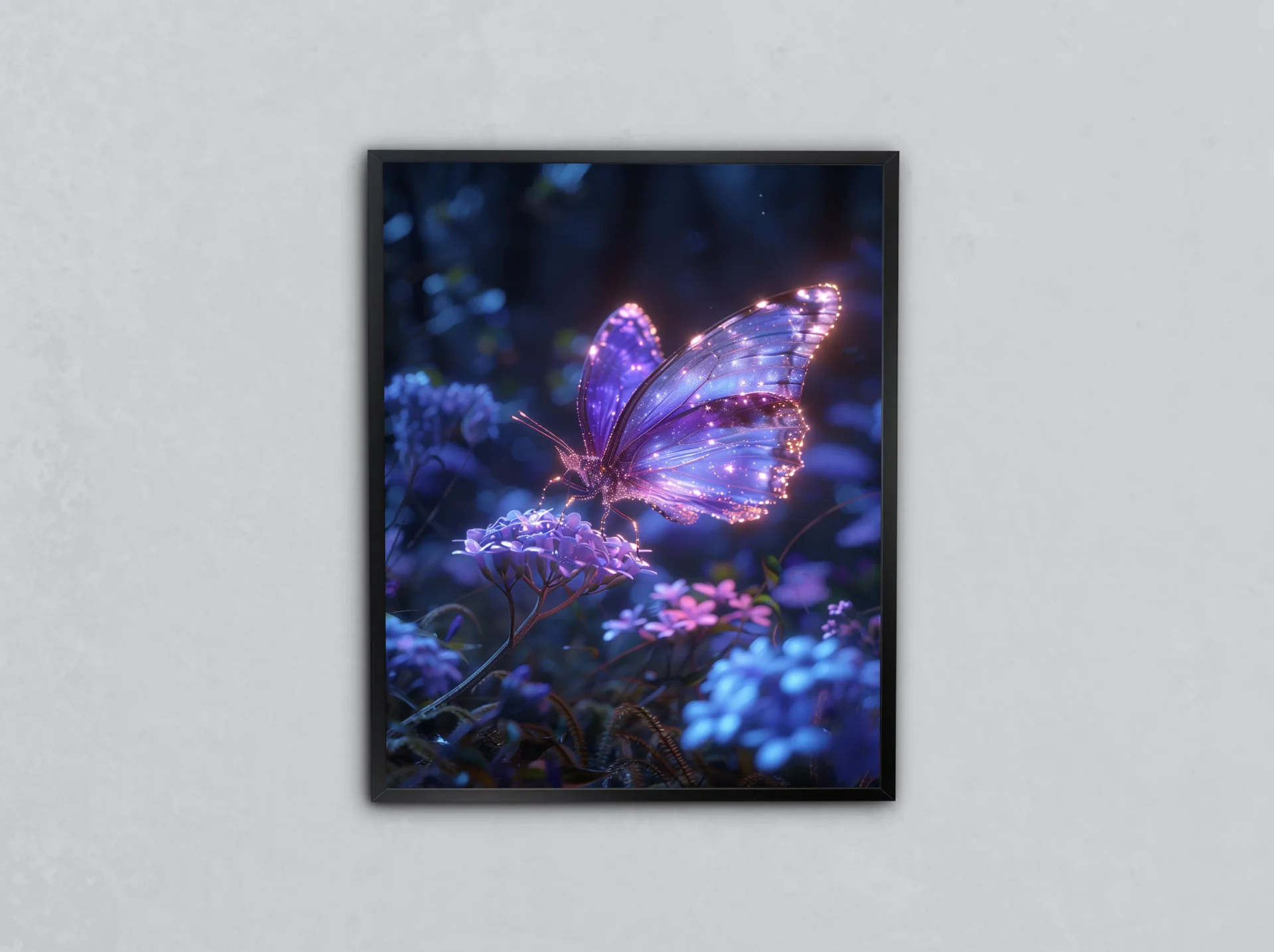 Mor Işıltı Kanatları Metal Tablo