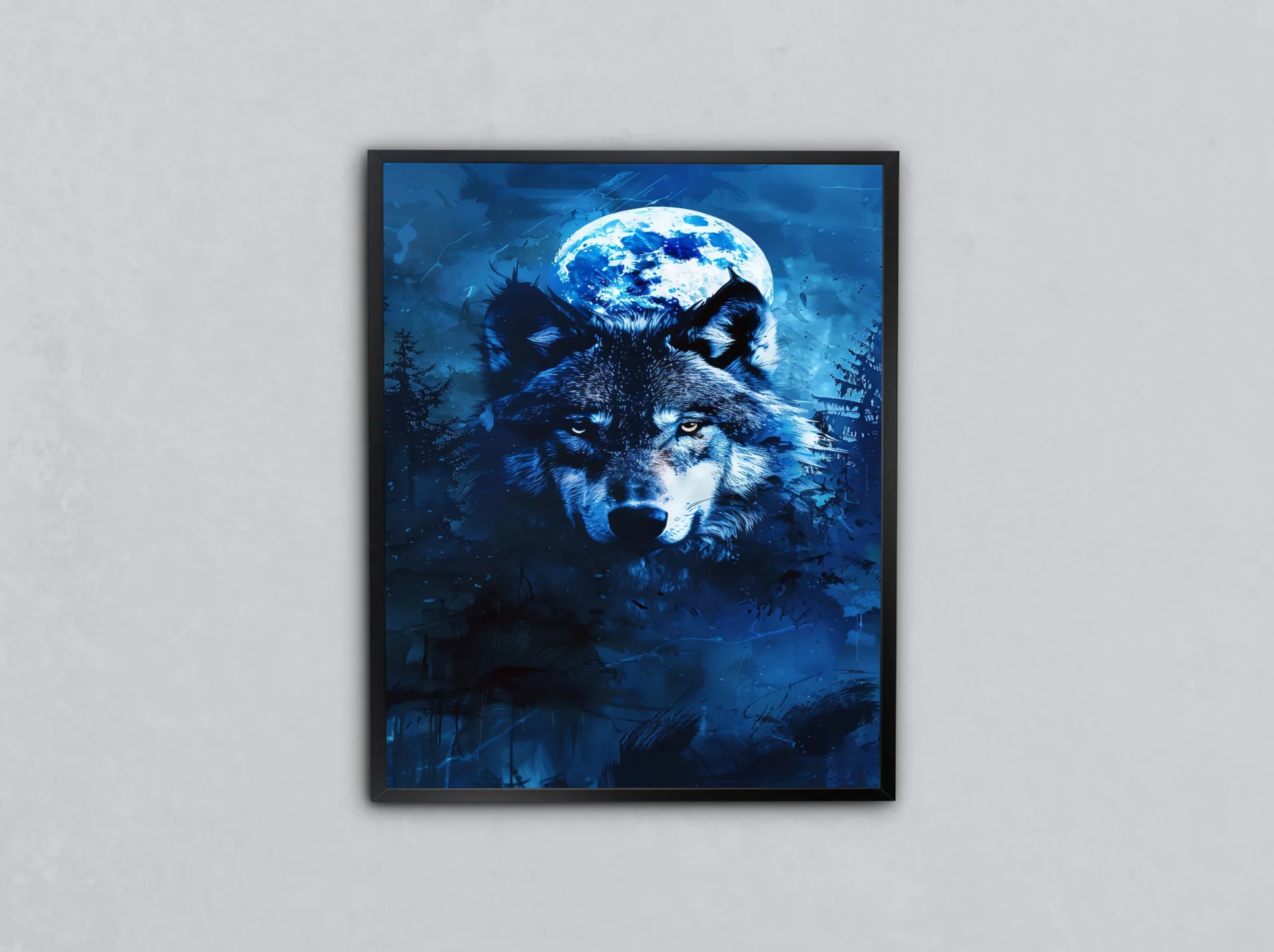 Geceyle Bütünleşen Kurt Metal Tablo