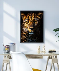 Gece Avcısı Leopar Metal Tablo - Görsel 3