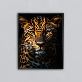Gece Avcısı Leopar Metal Tablo
