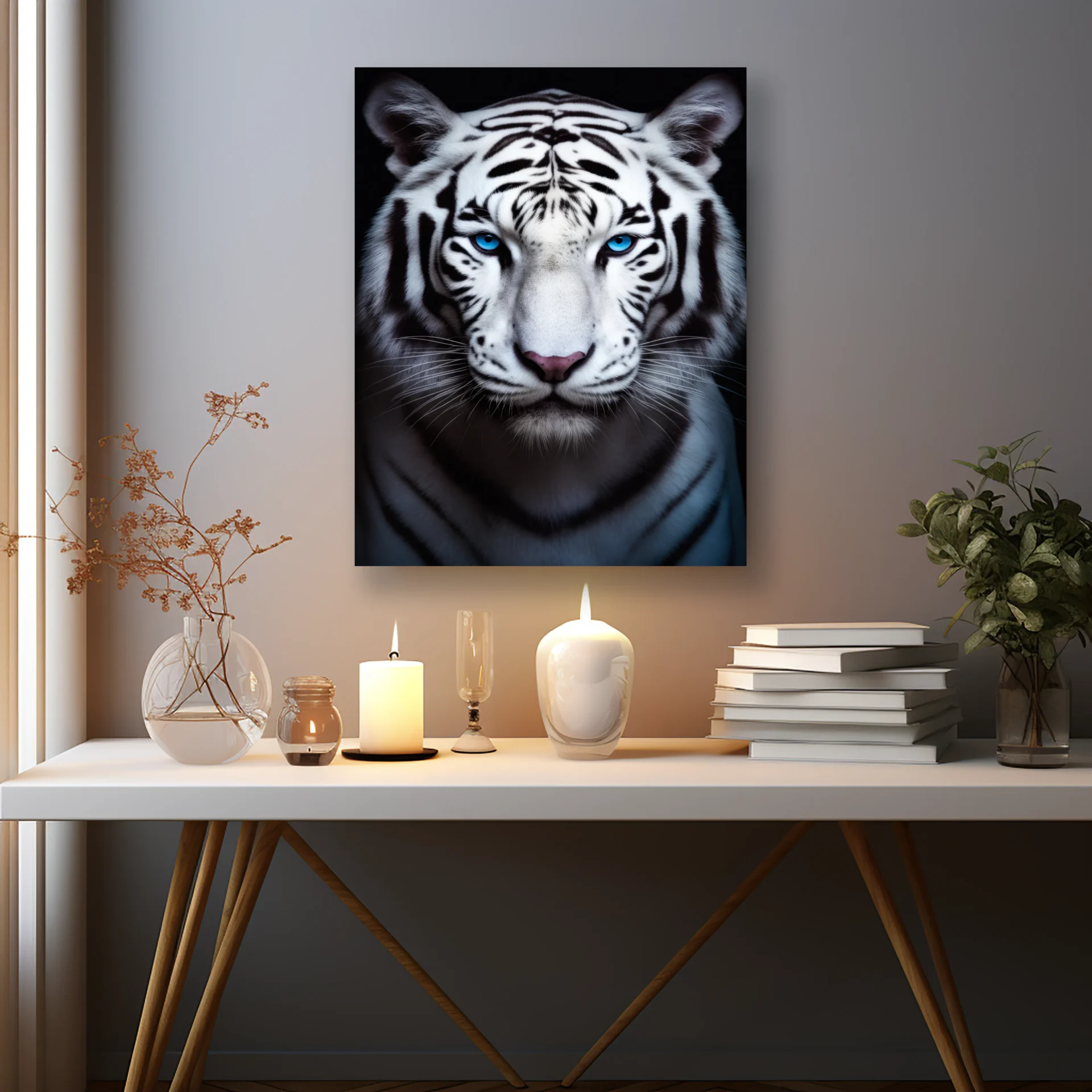 Beyaz Kaplanın Asaleti Metal Tablo - Görsel 2