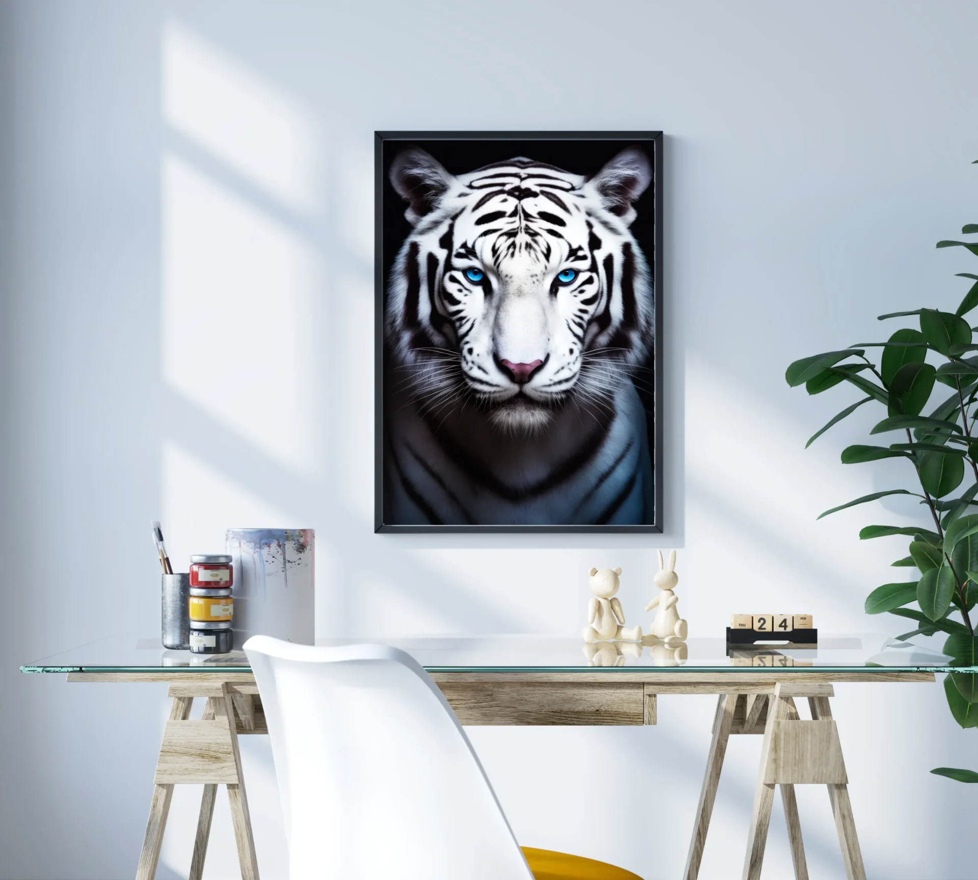 Beyaz Kaplanın Asaleti Metal Tablo - Görsel 3