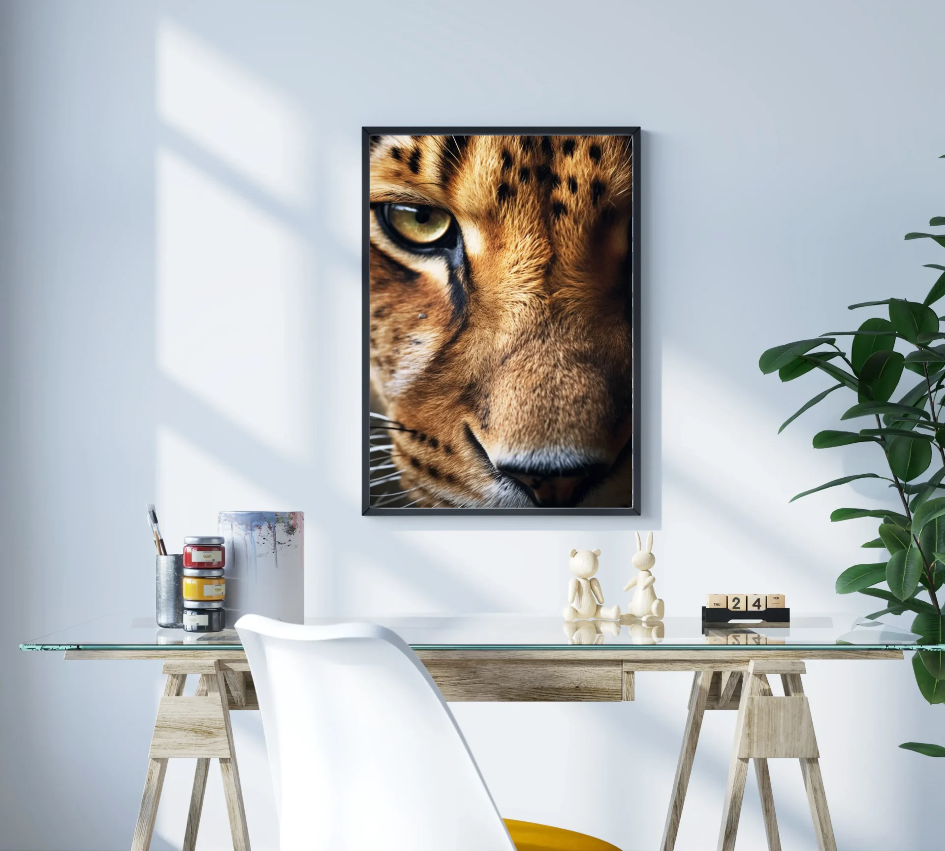 Vahşi Bakış Leopar Metal Tablo - Görsel 3