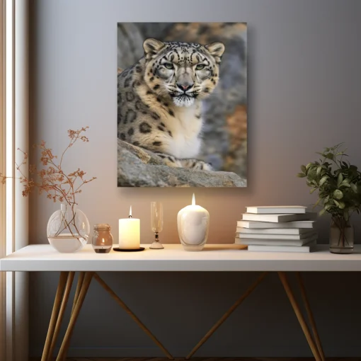 Dağların Gölgesinde Kar Leoparı Metal Tablo - Görsel 2