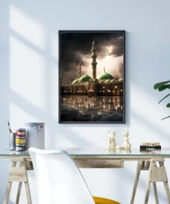 Yağmur Altında Mescit Metal Tablo - Görsel 3