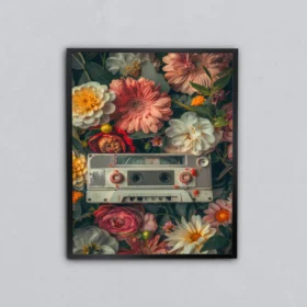 Çiçekli Kaset Metal Tablo
