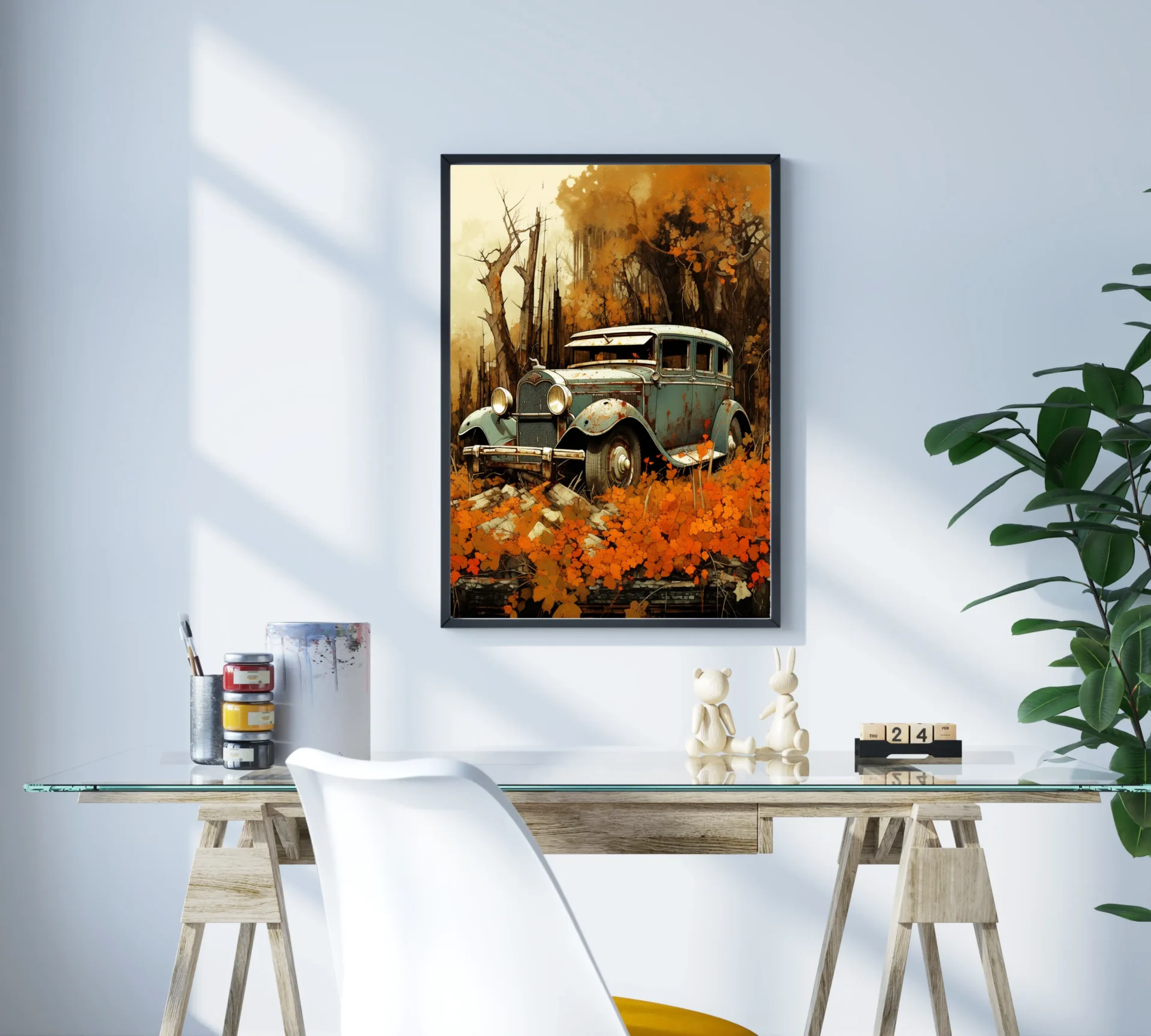 Sonbahar Aracı Metal Tablo - Görsel 3