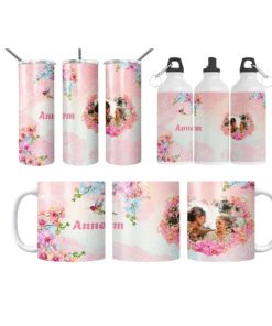 Annem – Orkide Çiçekli Kişiye Özel Fotoğraflı 3’lü Set (Bardak + Termos + Matara)