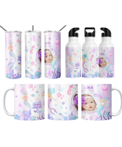 Denizkızı Temalı Kişiye Özel Termos Matara Bardak Özel Set