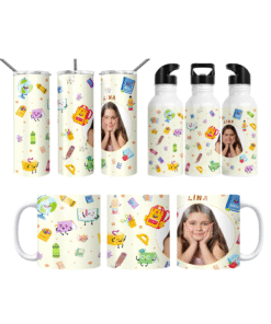 Okul Temalı Kişiye Özel Termos Matara Bardak Özel Set