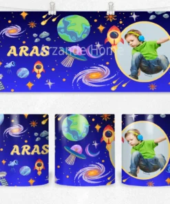 Alternative view of Uzay Macerası Temalı Kişiye Özel Termos Matara Bardak Özel Set