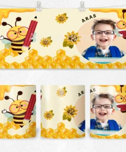 Alternative view of Çalışkan Arı ve Okul Temalı Kişiye Özel Termos Matara Bardak Özel Set