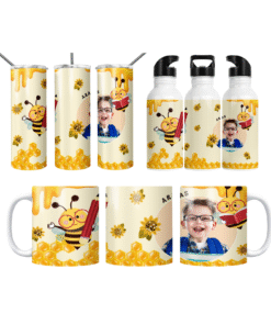 Çalışkan Arı ve Okul Temalı Kişiye Özel Termos Matara Bardak Özel Set