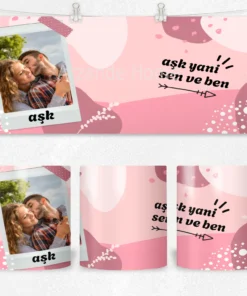 Alternative view of Aşk Yani Sen ve Ben Kişiye Özel Fotoğraflı Romantik Termos Matara Bardak Özel Set